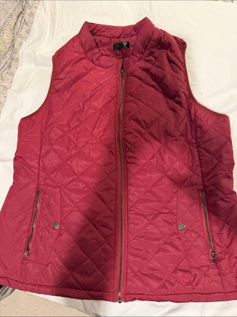 Quilted Women's Vest - Burgundy Red. XL